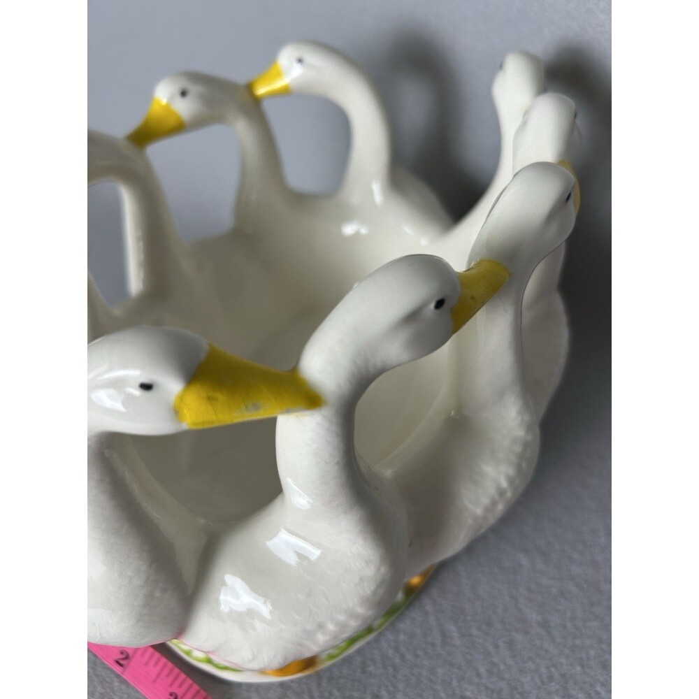 VTG Ceramic Holland Mold White Geese Ducks Goose Oval Dish Decor 80s Cottagecore - Picture 7 of 10